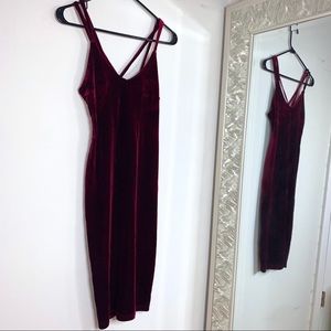 🔥 bodycon burgundy velour midi dress size S